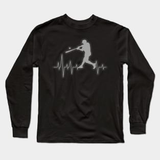 Baseball Heartbeat Elevated Heart Beat Clean Hit Long Sleeve T-Shirt